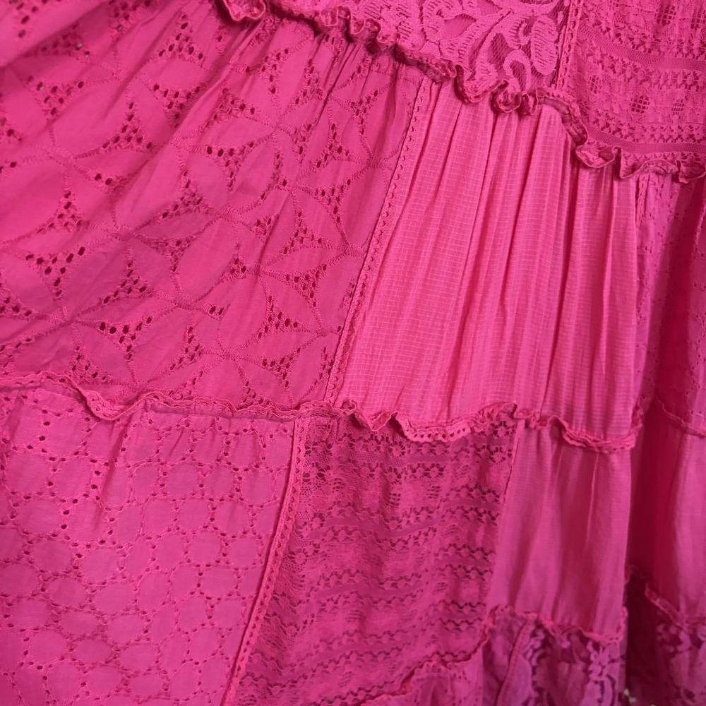 BHANUNI by Jyoti Anthropologie Pink Lace Patchwork Midi / Maxi Dress LP NWT Boho - Picture 5 of 16